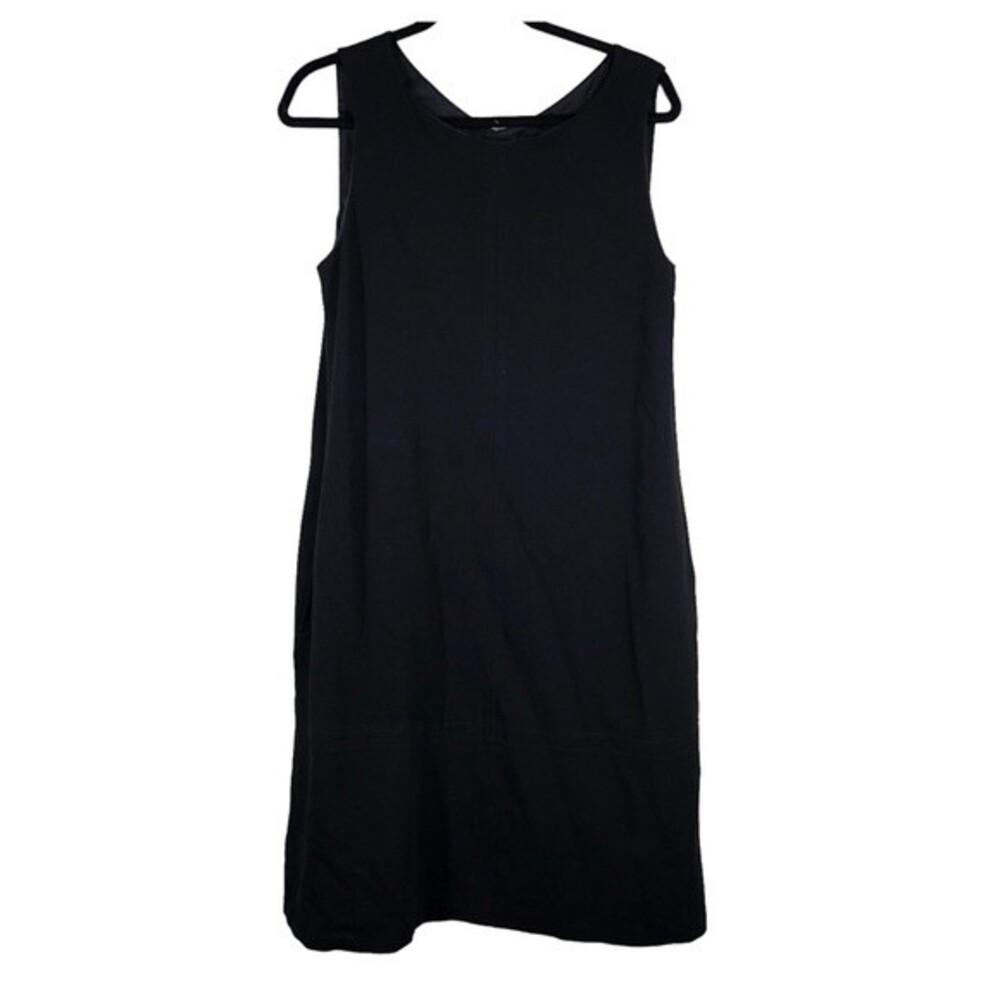 Eileen Fisher Black Sleeveless Midi Dress Silk Blend Lined Stretch Small